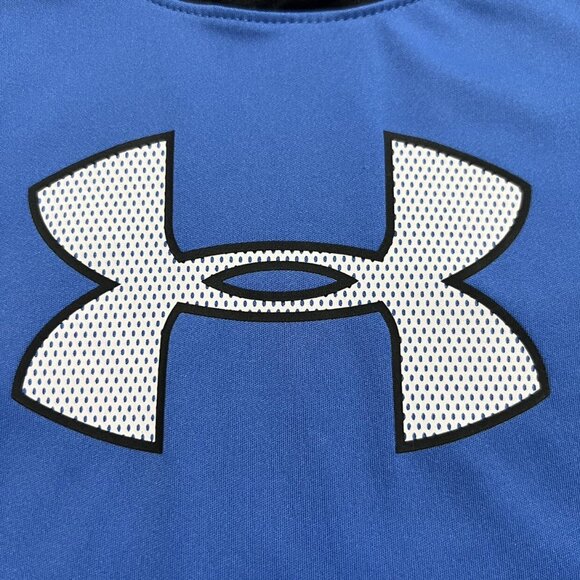 Under Armour Sz 4 Blue & Black Hooded Shirt Pullover - Picture 3 of 7